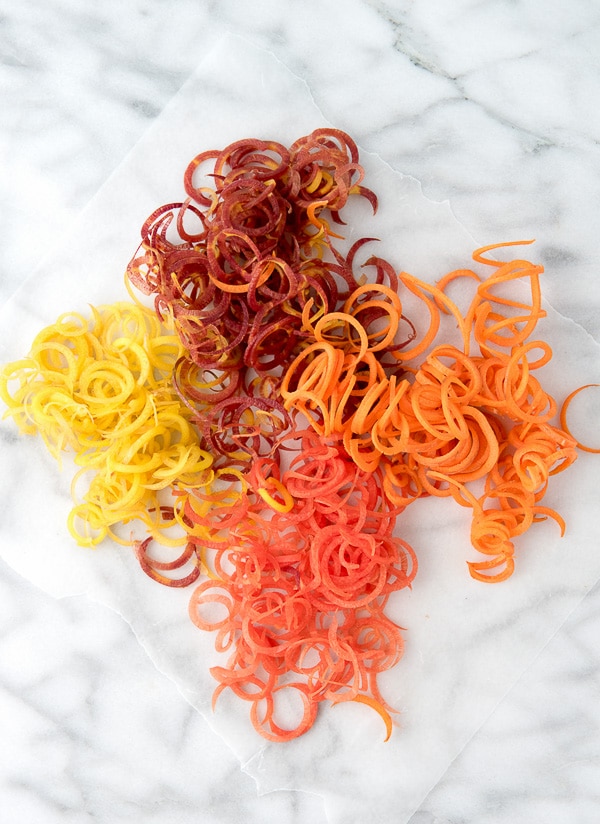 Spiralized Colorful Spring Carrots