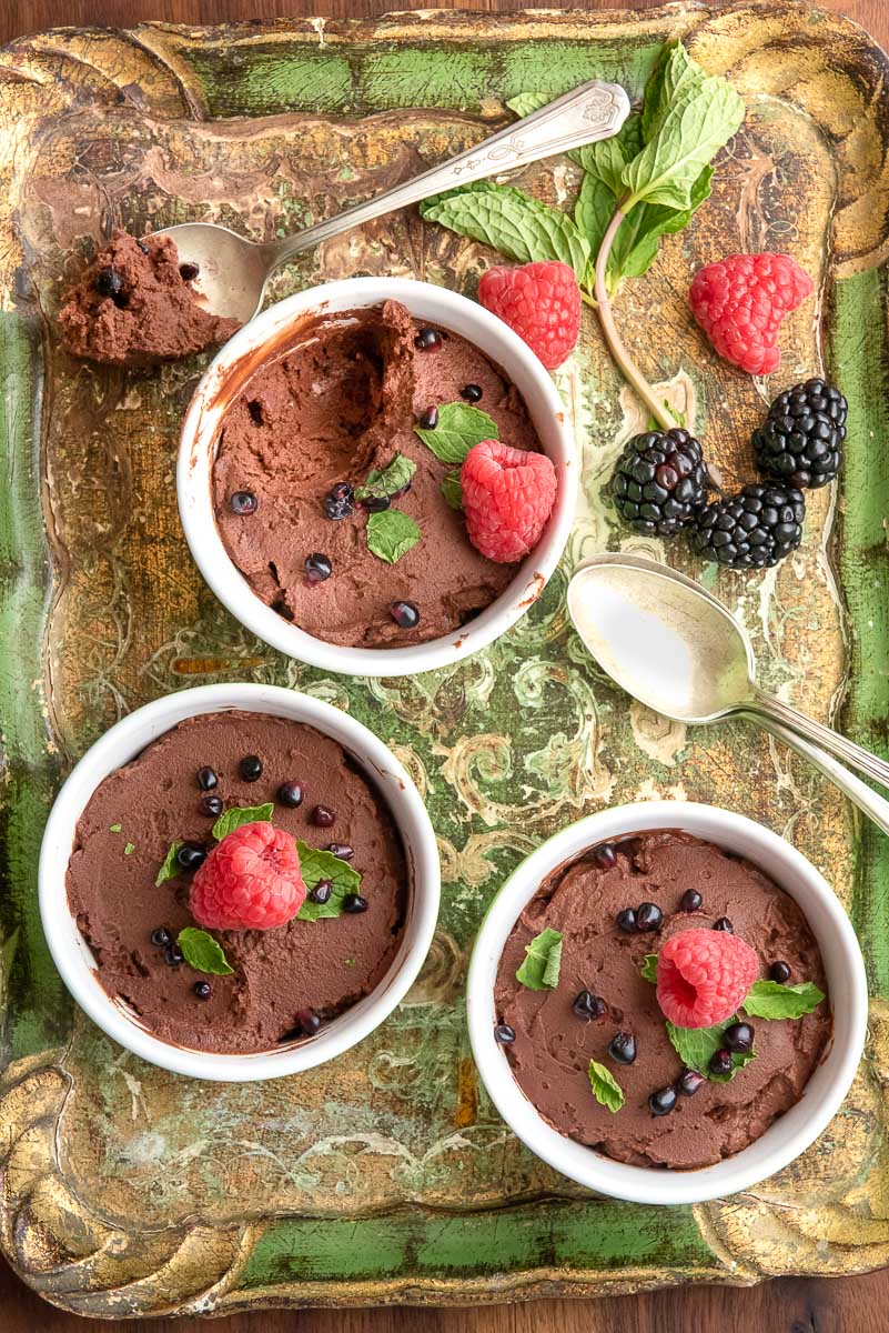 irish chocolate mousse on tray