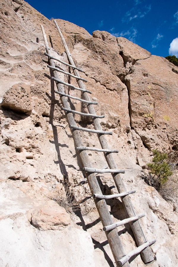 Tsankawi Bandelier National Monument climbing ladders Santa Fe 