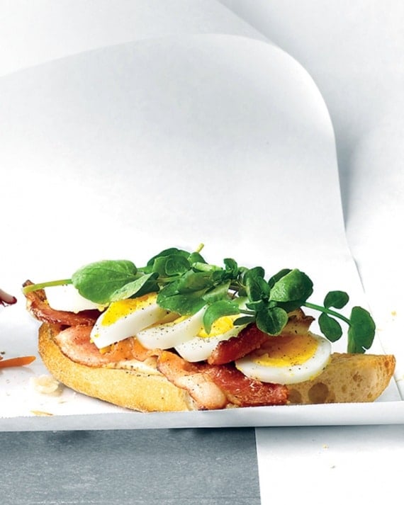 Open-Faced Egg, Bacon, and Watercress Sandwich {Martha Stewart}