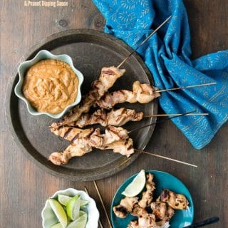Grilled Chicken Thigh Satay with Peanut Dipping Sauce