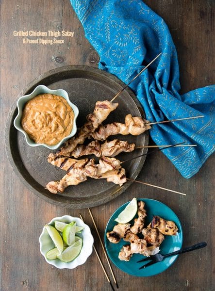 Grilled Chicken Thigh Satay with Peanut Dipping Sauce
