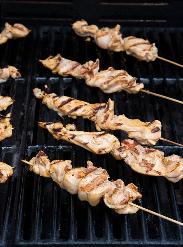 Grilled Chicken Thigh Satay with Peanut Dipping Sauce 