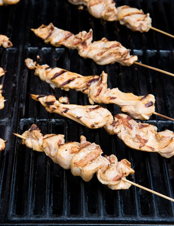 Chicken Thigh Satay on grill