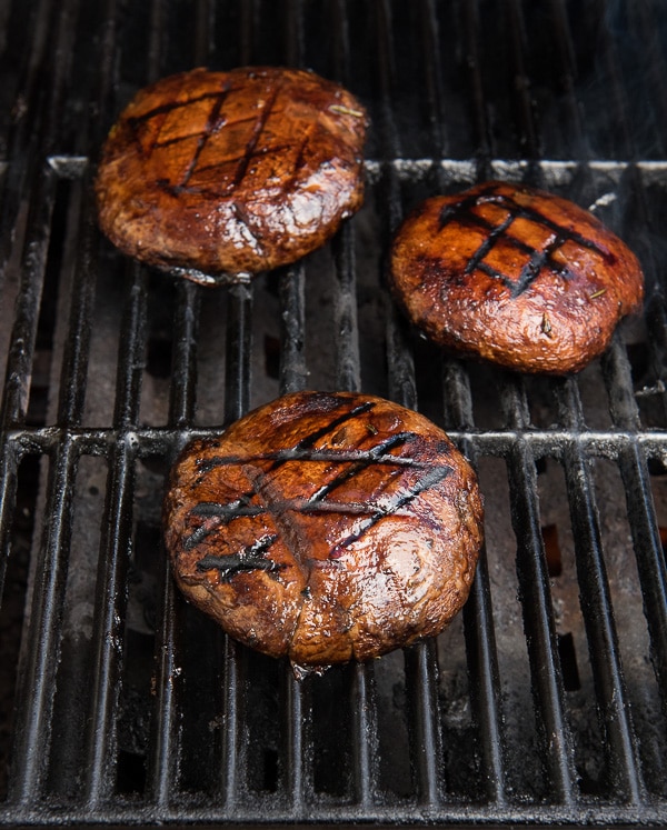 Grilled Portobello Mushrooms on grill