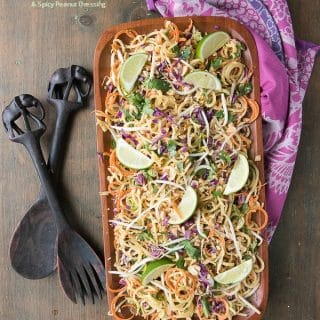 Pad Thai Salad with Spiralized Green Papaya and Spicy Peanut Dressing