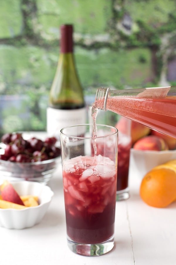 Summer Solstice wine cocktail - filling with Blood Orange Italian Soda 