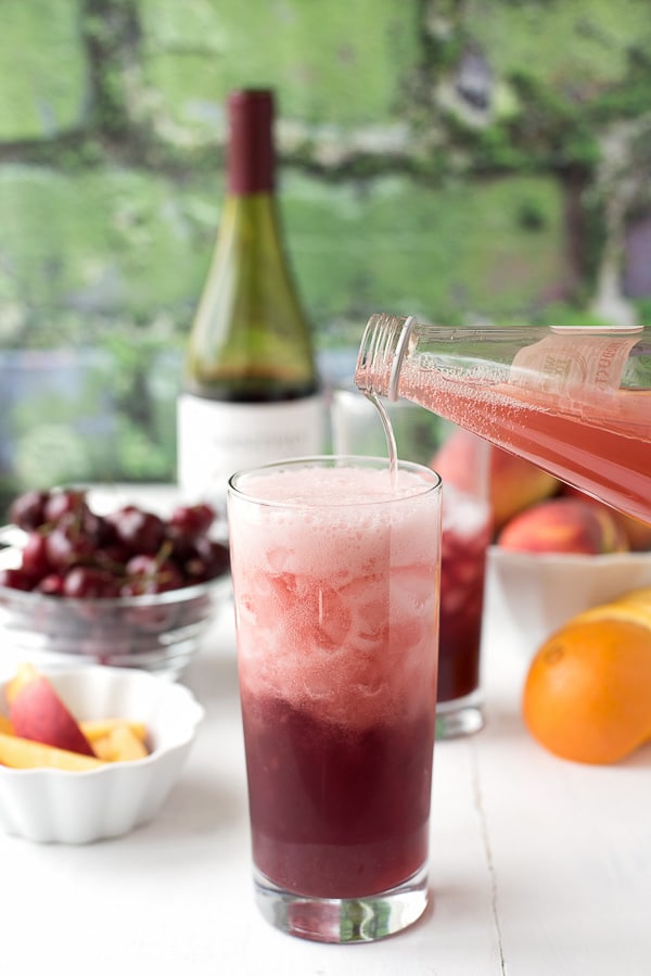 Summer Solstice wine cocktail - filling with Blood Orange Italian Soda 