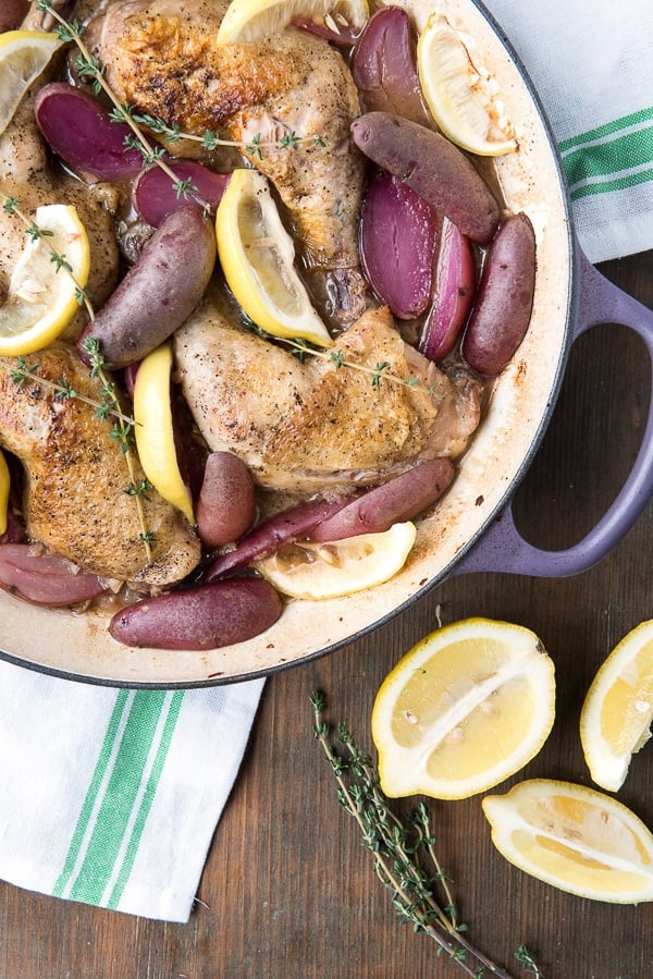 Vermouth-Braised Lemon Chicken Legs closeup
