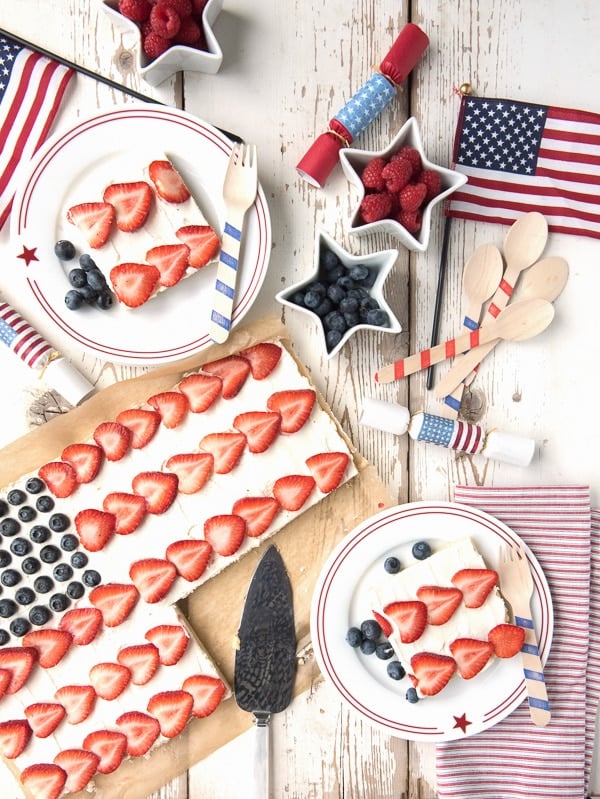  American Flag Fruit Cookie Dessert Pizza with slices