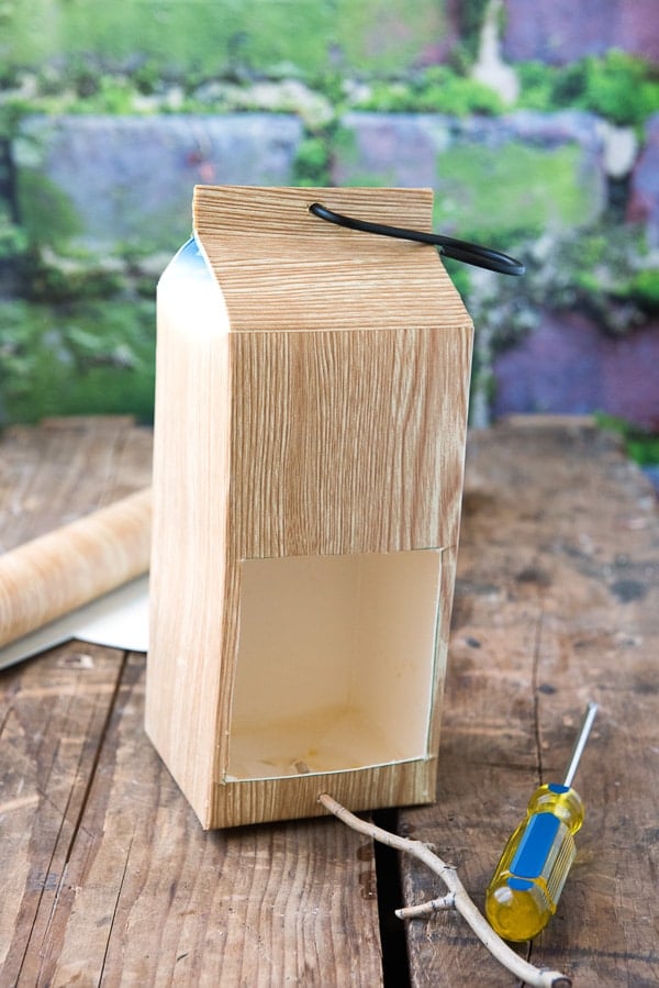 DIY Milk Carton Bird Feeders - finished 