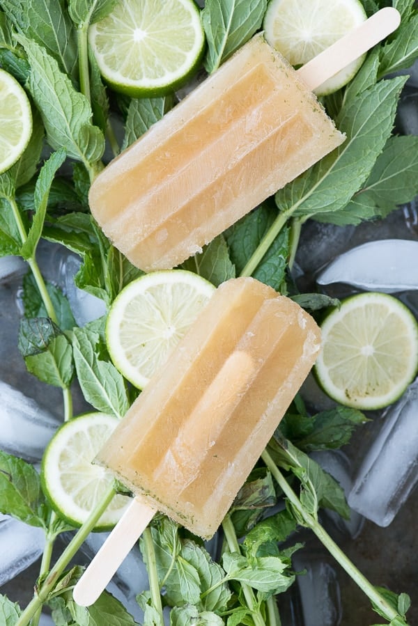 Guava-Lime Mojito Popsicles close up