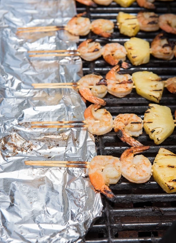  Homemade Grill Shield  with shrimp kabobs