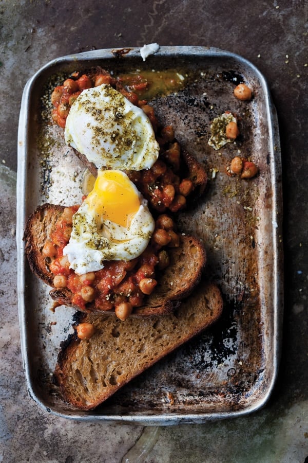 Slow Cooked Chickpeas on Toast with Poached Egg from Plenty More (Ten Speed Press) 