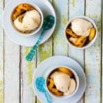 Three bowls of Grilled Peach Mascarpone Ice Cream title image