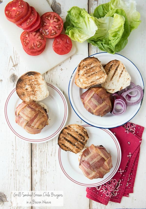 Grill-Smoked Green Chile Burgers with Bacon Weave