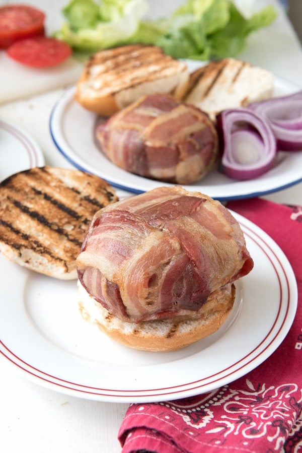 Grilled Green Chile Burgers with Bacon Weave 