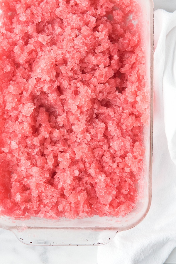 Raspberry Pink Champagne Granita in pan