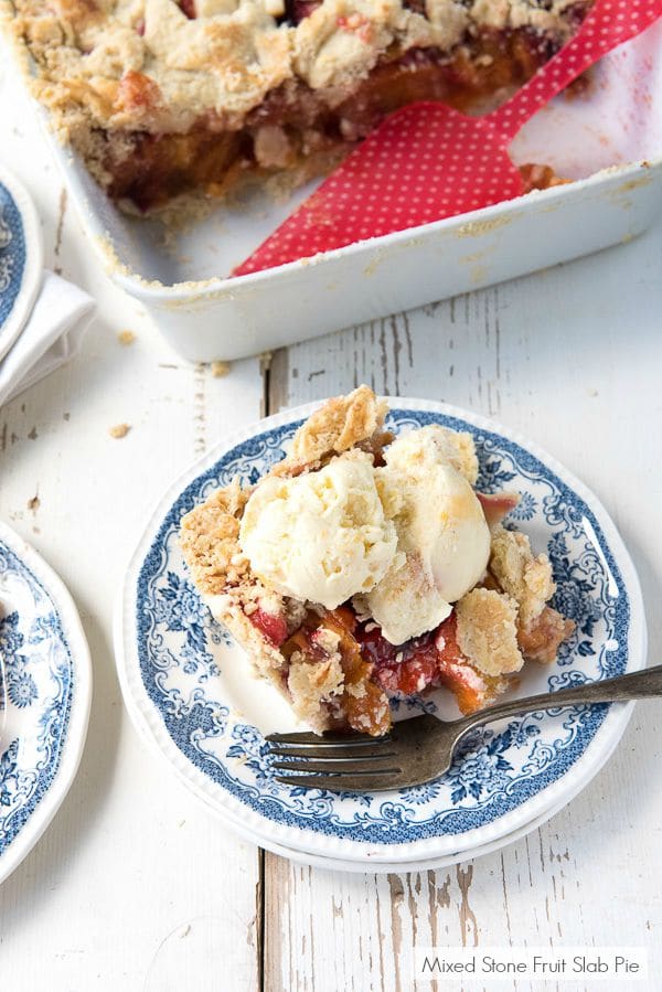 Stone Fruit Slab Pie (gluten-free) with Grilled Peach Mascarpone Ice cream