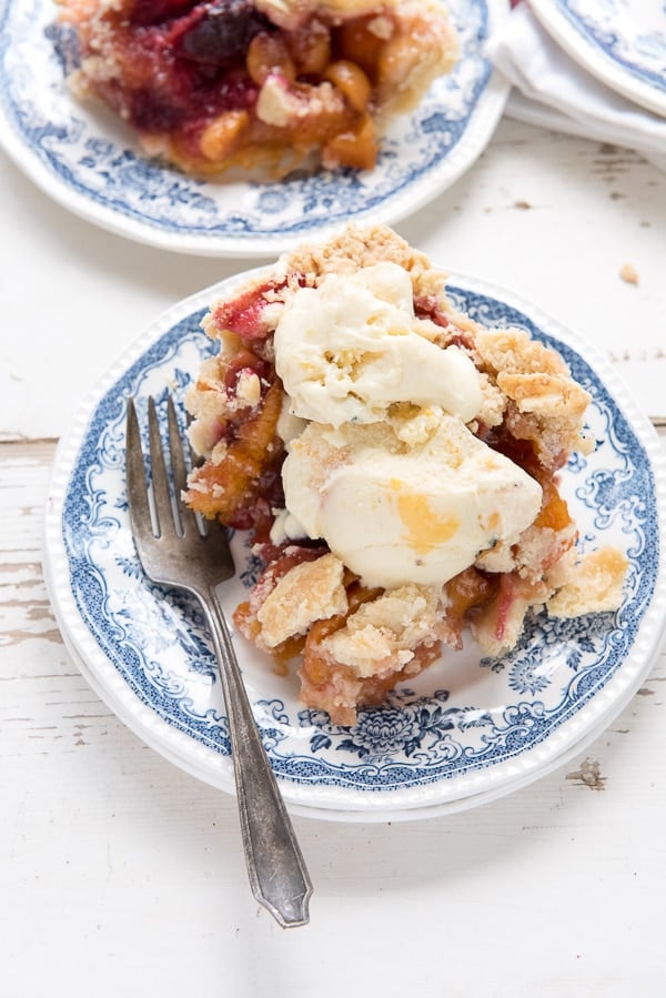 Stone Fruit Slab Pie (gluten-free) with Grilled Peach Mascarpone