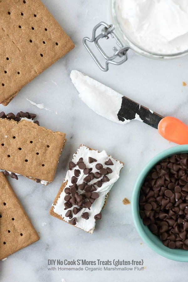 No Cook S'Mores Treats {gluten-free} with Homemade Organic Marshmallow Fluff