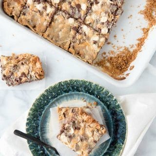 Mermaid Bait Bars in baking dish and pieces on plates