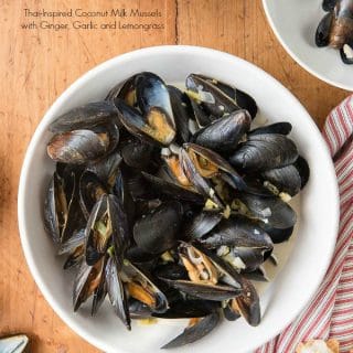 Thai-inspired Coconut Milk Mussels with Garlic, Ginger and Lemongrass