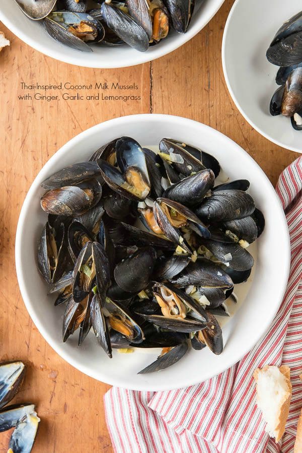 Thai-inspired Coconut Milk Mussels with Garlic, Ginger and Lemongrass 