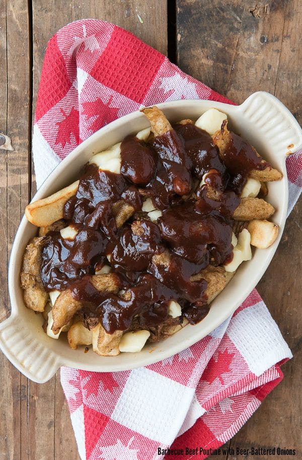 Barbecue Beef Poutine with Beer-Battered Onions