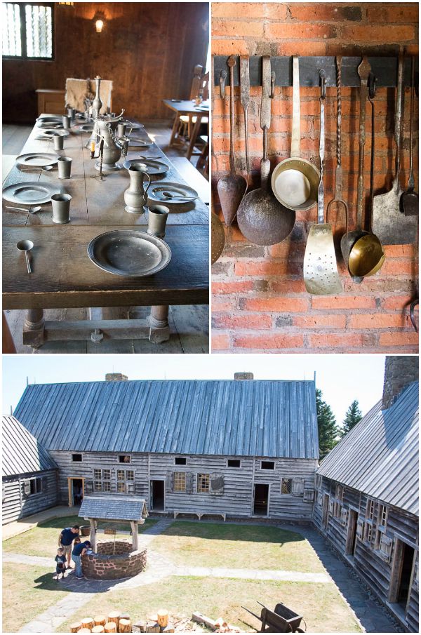 Nova Scotia, Port Royal  collage of kitchen ware, dining table and buildings