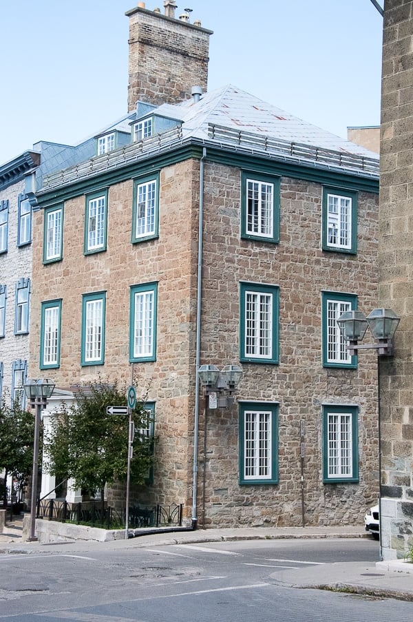 Quebec City, Stone Building with Green Window Frames