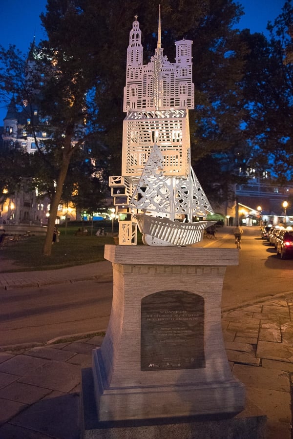 Quebec City, Upper City Sculpture at Dusk 