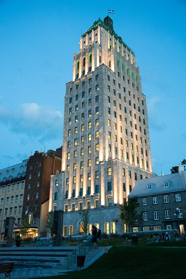 Quebec City, Upper City Tall Building at Dusk 