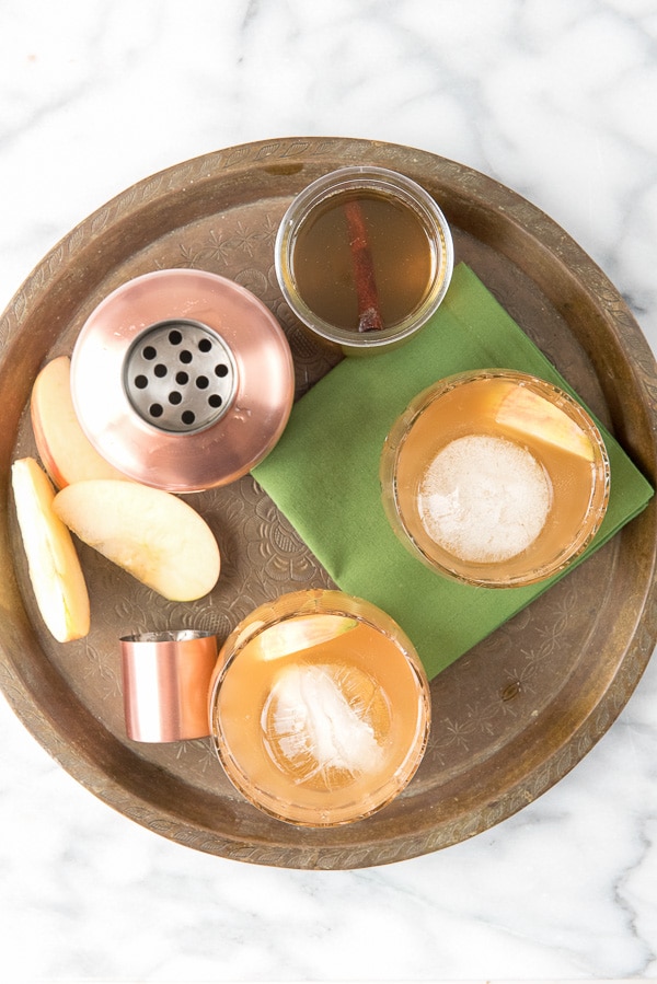 Spiced Cider Apple Whisky Sour with Homemade Cinnamon Simple Syrup 