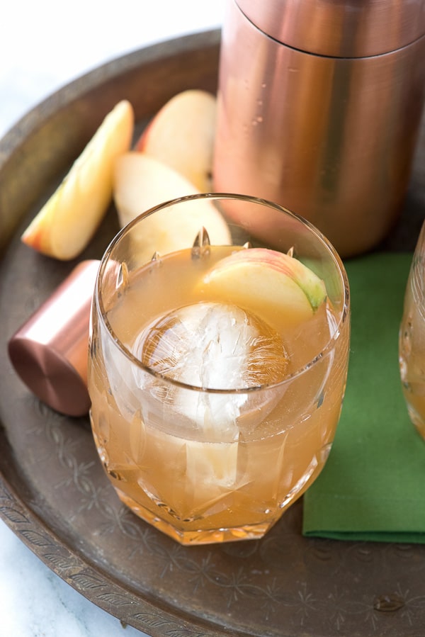 Spiced Cider Apple Whisky Sour with Homemade Cinnamon Simple Syrup 