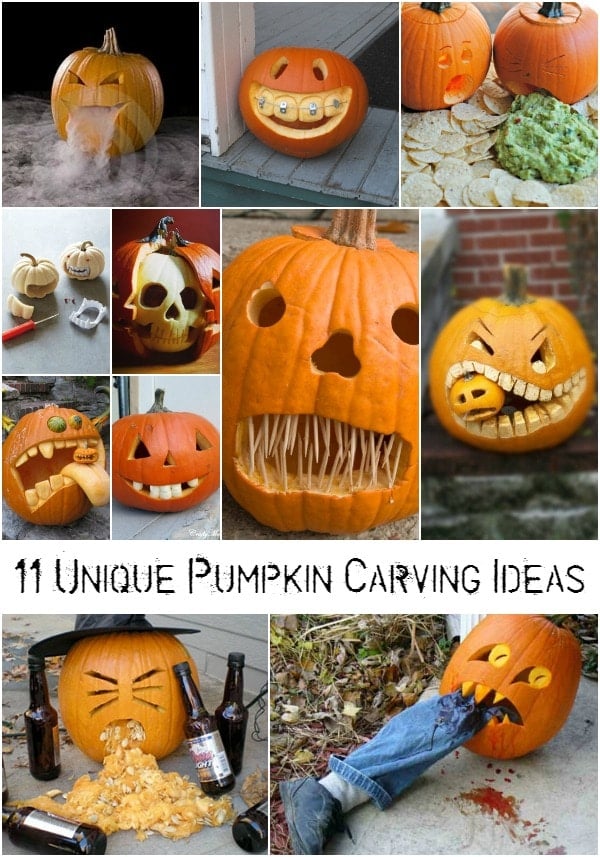 11 Unique Pumpkin Carving Ideas photo collage