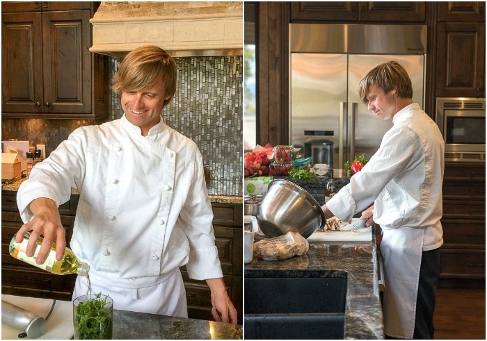 Chef Ian T. Buchanan cooking in kitchen