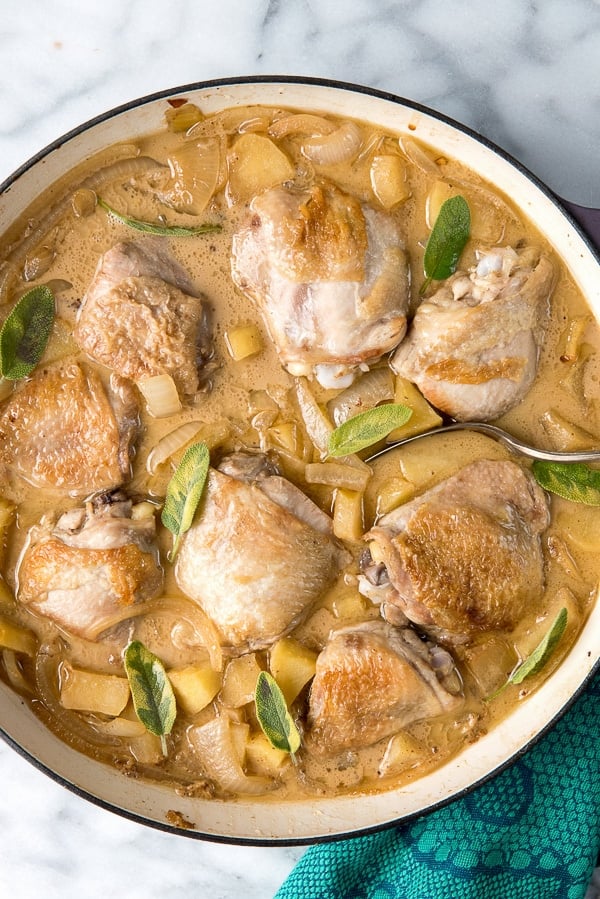Cider-braised Chicken Thighs with Apples and Onions