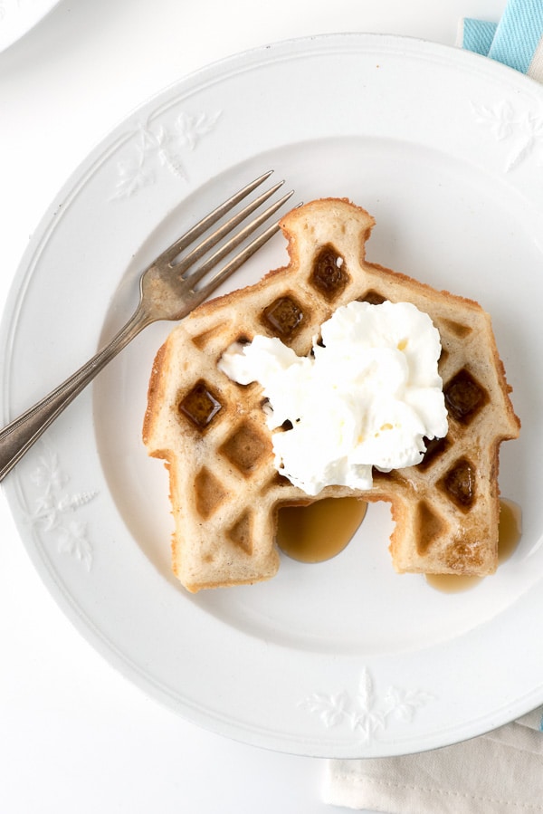 Barn Maple-Pecan Waffles with whipped cream