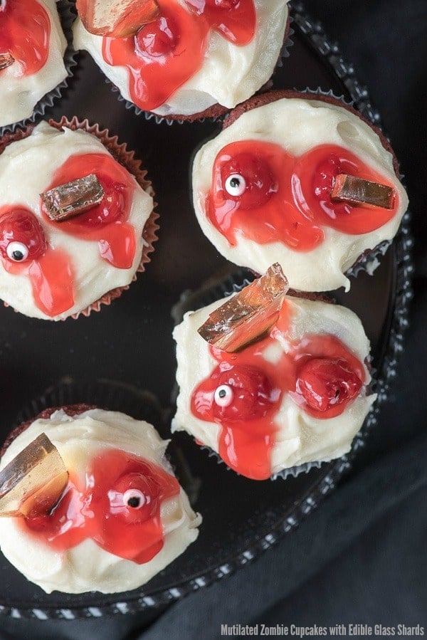 Mutilated Zombie Cupcakes with Edible Glass Shards 