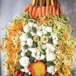 Screaming Witch Crudites Vegetable Platter with Spiralizer Hair for Halloween