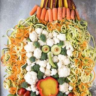 Screaming Witch Crudites Vegetable Platter with Spiralizer Hair for Halloween