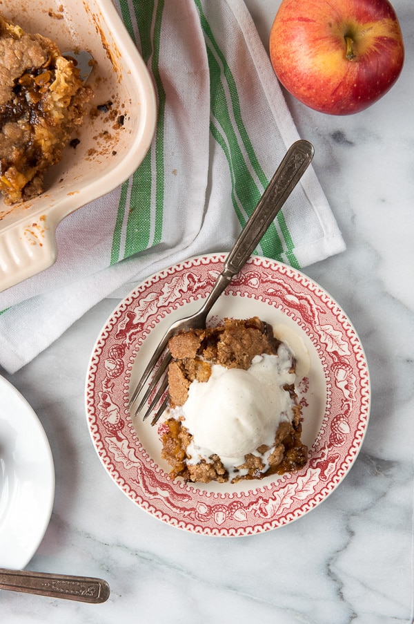 Shortcut Cinnamon Caramel Apple Bars with ice cream 