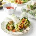 Spring Rolls on a small plate with text title