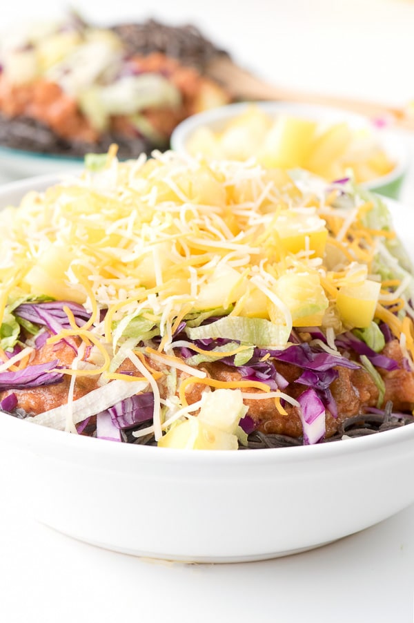 Taco Pasta with Black Bean Noodles closeup