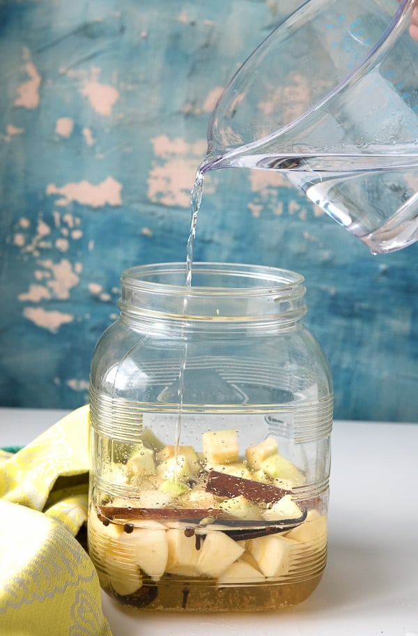 Apple Spiced Vodka - adding vodka to fruit