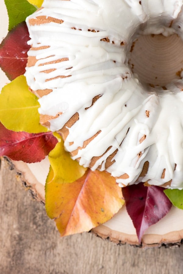 Persimmon Winter Bundt Cake with Hard Sauce Glaze close up