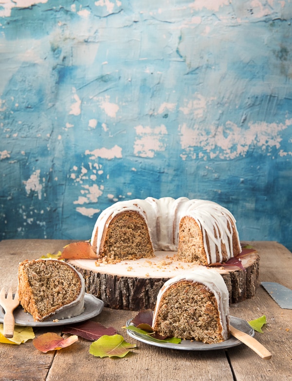 Persimmon Winter Bundt Cake with Hard Sauce Glaze slices and whole cake