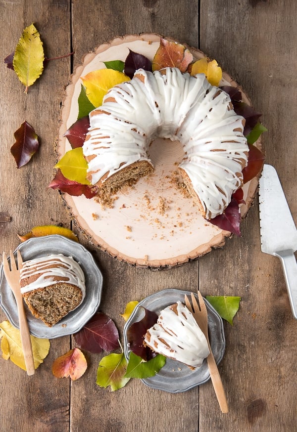 Persimmon Winter Bundt Cake with Hard Sauce Glaze slices