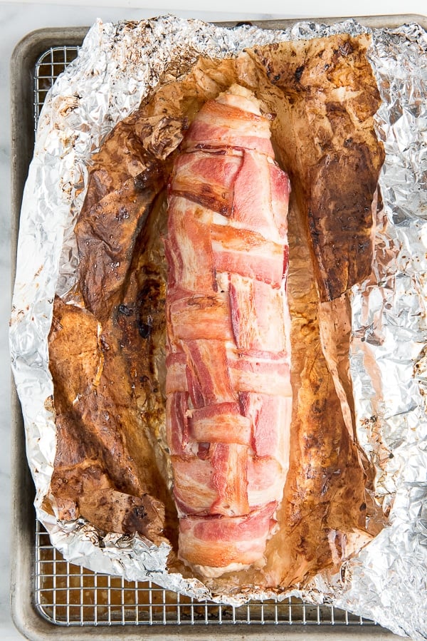 Turkey Roulade in bacon weave